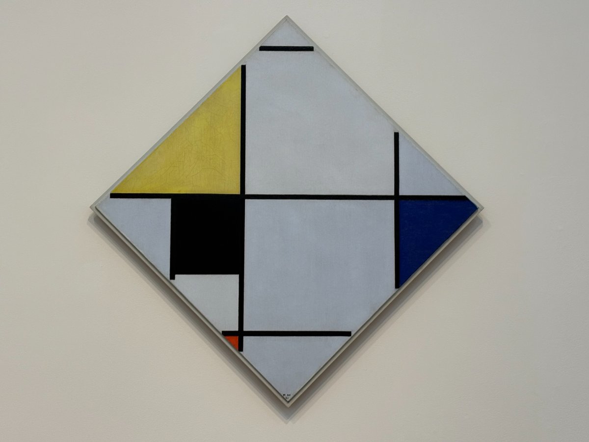 Composition in a Lozenge with Yellow, Black, Blue, Red, and Grey